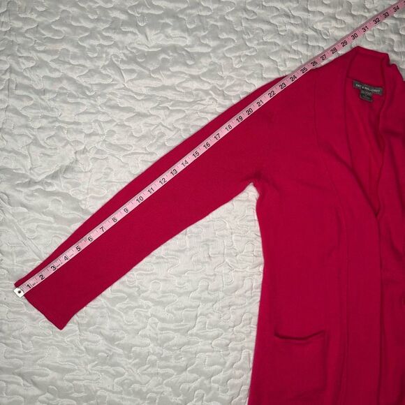 Kate & Mallory 100% Cashmere Open Front Long Cardigan Sweater Bright Pink Medium - Picture 10 of 10